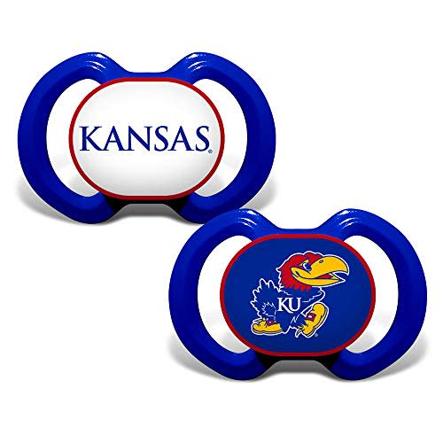 Baby Fanatic Baby Pacifier 2-Pack - NCAA Kansas Jayhawks - Officially Licensed - Orthodontic Silicone Nipple - Kansas Jayhawks Baby Gear