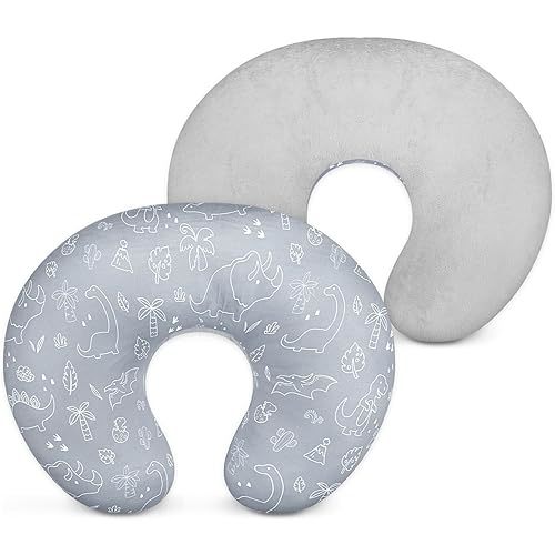 DILIMI Nursing Pillow Cover, Soft Stretchy Nursing Covers for Breastfeeding Pillows, 1 Pack Reversible Removable Slipcover for Baby Boy and Girls, Dinosaur