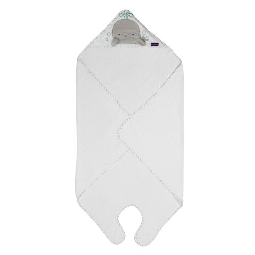Clevamama Bamboo Apron Baby Bath Towel - White & Grey