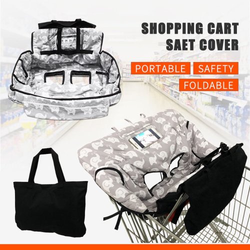 Baby Kids Shopping Cart Cover Cushion, 2-in-1 High Chair Cover Machine Washable Folds Into Compact Carry Bag for Boy or Girl