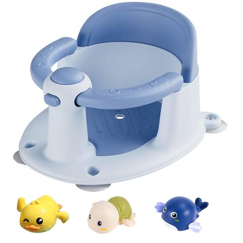 Baby Bath Seat for Babies 6 Months & Up, Bath Seats for Babies Sitting Up, Non-Slip Toddler Bath Seat, Baby Bathtub Seat with Suction Cup, Blue