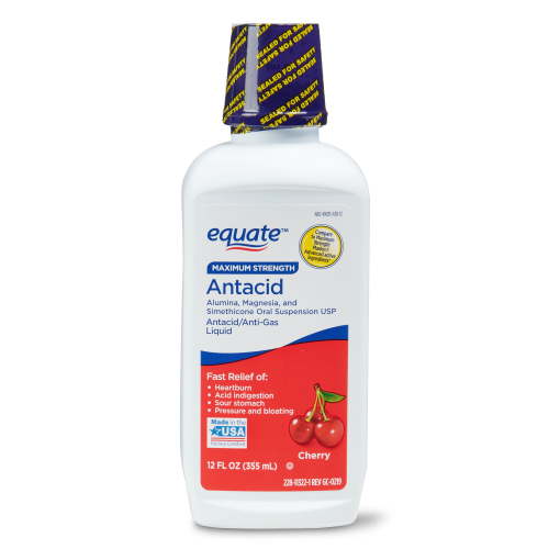Equate Maximum Strength Antacid Liquid, Cherry, 12 fl. Oz. HSA/FSA Eligible