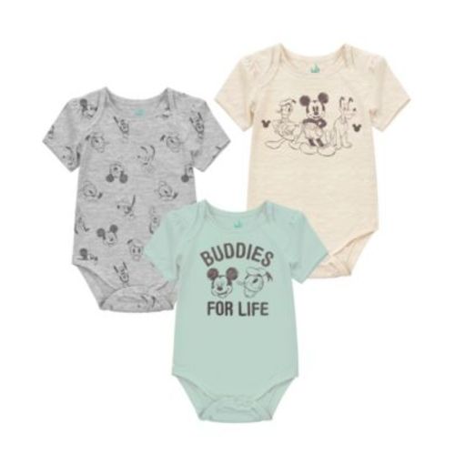 Baby Boys 3-Pack Mickey Mouse Short Sleeve Bodysuit