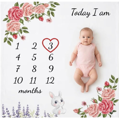 Amazon.com: vmaisi Baby Milestone Blanket for Girl, Monthly Growth Photo Blanket for Newborn Infant, Floral Nursery Swaddle Blanket (Flowers, Single Printed