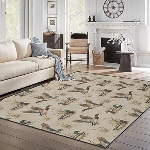 5x7 Area Rugs, Washable, Non Slip Backing, Mallard Vintage