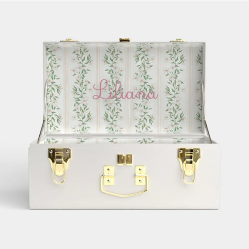 Mini Trunk - White - Darling Dogwood / Embroidery