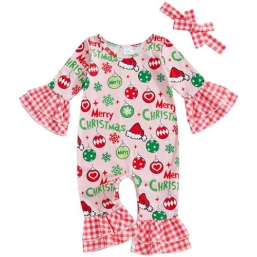 My First Christmas Baby Girl Outfit Newborn Merry Christmas Onesie Santa Hat Romper Jumpsuit Infant Xmas Clothes