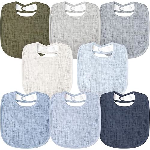 Muslin Baby Bibs 8 Pack (Blue)