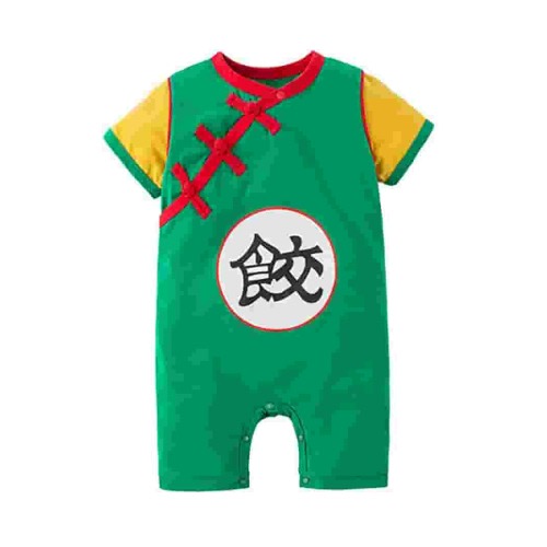 StylesILove Baby Toddler Boys Anime Cartoon Short Sleeve Cotton Romper Asian Inspired Jumpsuit Halloween Onesie Outfit (Dumpling Green, 6 Months)