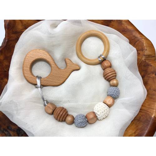 WOOD BABY TOY x natural baby toy x wood cotton toy x earth friendly baby toy x vegan baby toy x natural fiber baby toy x Montessori baby toy