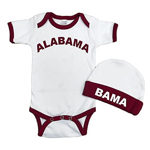 PandoraTees Short Sleeve Bodysuit & Cap Set - Alabama