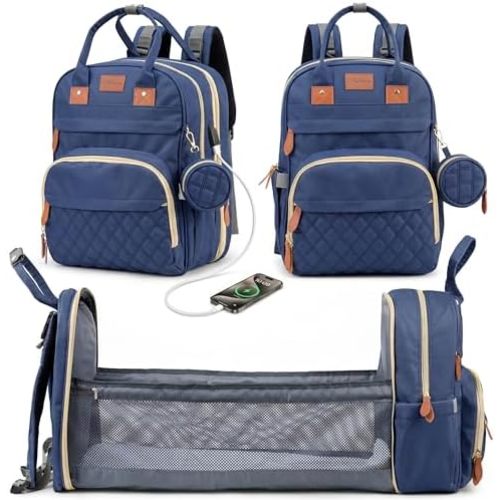 Diaper Bag Backpack with Changing Station | 600D Oxford Waterproof Baby Bag for Mom & Dad | Large Baby Diaper Bag Boy Girl | 16 Pockets, USB Charging Port, Foldable Pad