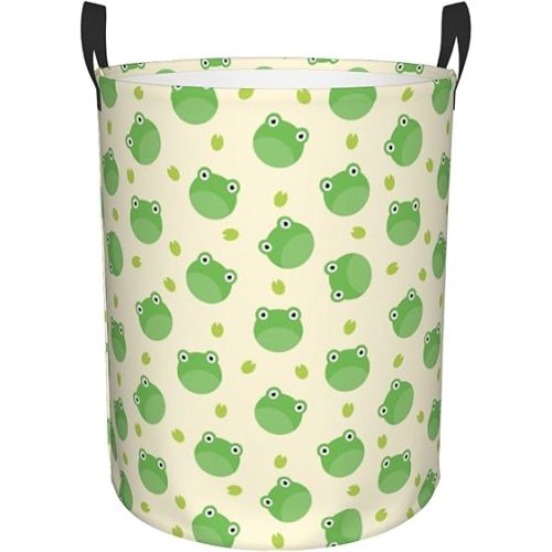 Cute Cartoon Frog Laundry Hamper Laundry Basket Kids Hamper Waterproof Storage Bin for Bathroom Dirty Clothes Basket Round Toys Box Home Organizer
