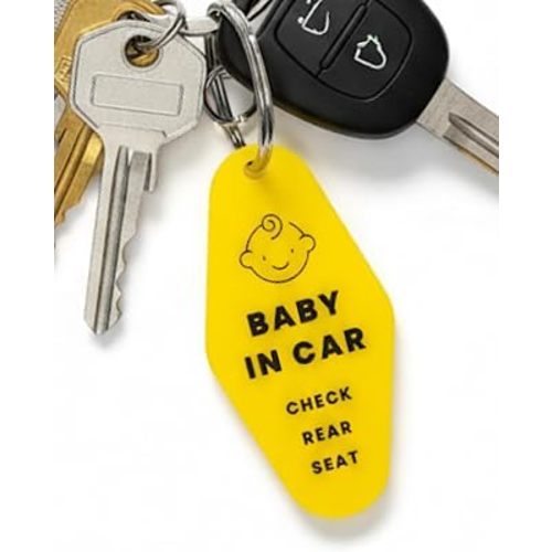 Baby in Car Reminder Keychain – Removable Lobster Clasp Seat Safety Ring, Visible “Baby in Car” Reminder, Light-Weight 1.2×2.5 in Key Ring, Gift for Parents & Grandparents