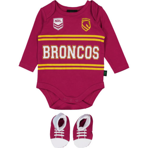 Maroon Broncos NRL Baby Bodysuit And Booties Set | Best&Less™ Online