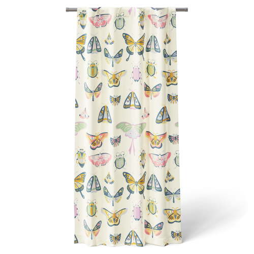 Mainstays Kids Multicolor Butterfly Printed Blackout Rod Pocket with Back Tabs Single Curtain Panel, Set of 1, 38" W x 63" L