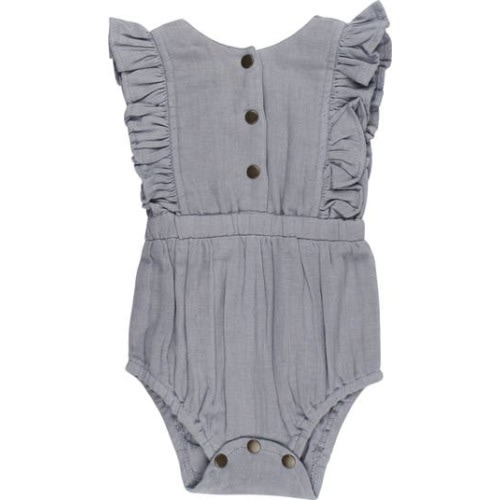 Ruffle Organic Cotton Gauze Romper, 0-3M