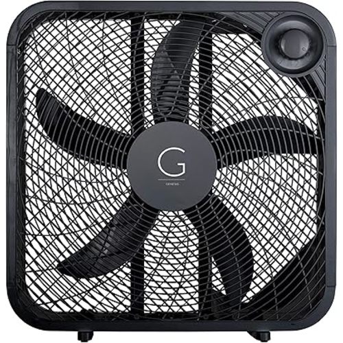Genesis 20" Box Fan, 3 Settings, Max Cooling Technology, Carry Handle, Black (G20BOX-BLK)