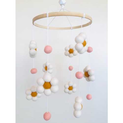 Handcrafted Felt Daisy Baby Mobile | Pastel Nursery Decor