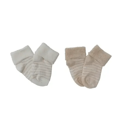 Bilbi Infant Terry Turn Top Sock 2 Pack Natural | Baby Bunting AU