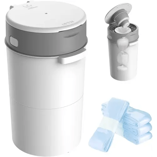 Bellababy Diaper Pail, Upgrade Baby Diaper Bin with Double Odor Locking, Includes 4 Refills (270 inches/pcs), Compact Design for Nursery