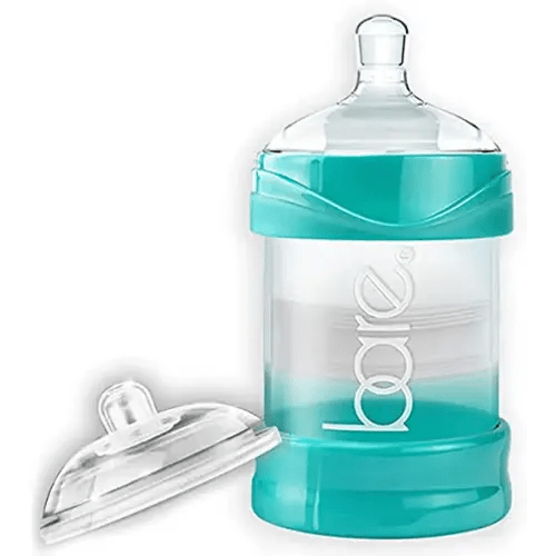 The Upright Bottle Bittylab Bare Air-Free 4oz Single for breastmilk or Baby Formula, Anti-Reflux, Anti-Colic, Anti-Gas, Fuss or Sleep Troubles. with Easy-Latch & Perfe-Latch Nipples. 0-6 Months.
