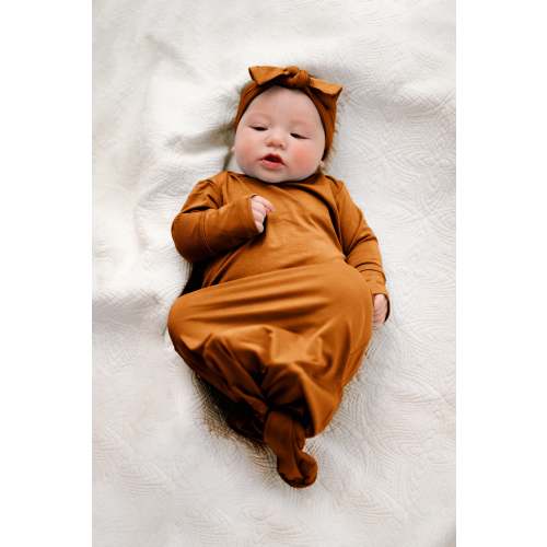 Baby Knot Gown Set: Burnt Orange