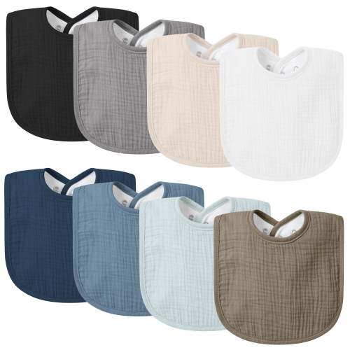 Muslin Baby Drool Bibs 8Pack Soft Square Adjustable Baby Bandana Bibs for Unisex Girls & Boys
