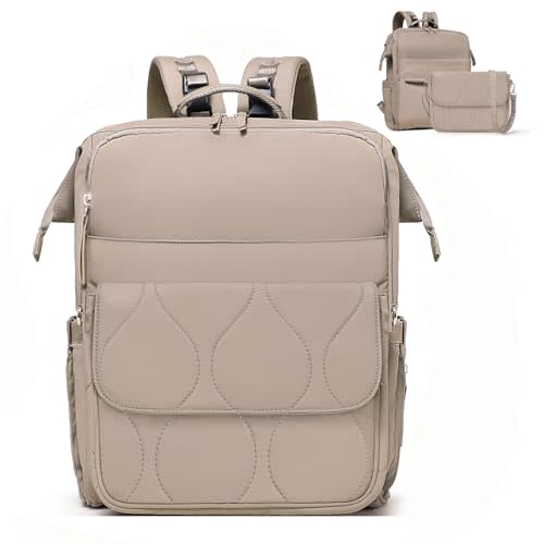 miss fong Diaper Bag Backpack - Baby Diaper Bag Travel Diaper Backpack with Diaper Changing Pad Large Capacity Baby Backpack Pañaleras Para Bebe with 12 Pockets for Mom & Dad -Khaki