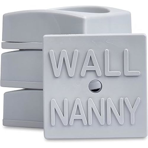 Wall Nanny Mini - Smallest Baby Gate Wall Protector (Made in USA) Protect Walls & Doorways from Pet Gates & Dog Gate Spindles - Child Pressure Mounted Baby Gate for Stairs Wall Cup (Gray) 4 Pack