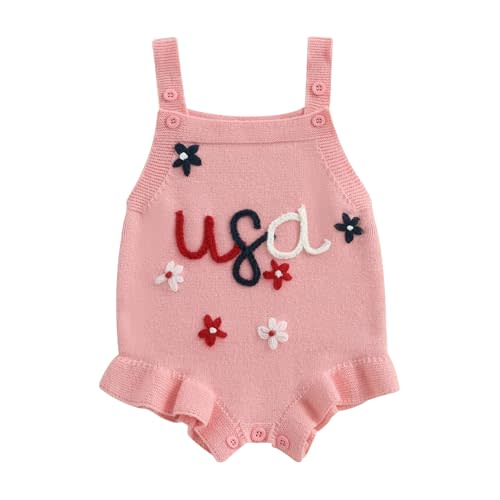 Newborn Baby Girl Knit Overall Sleeveless Strap Halter Sweater Romper One Piece Bodysuit Jumpsuit Summer Clothes