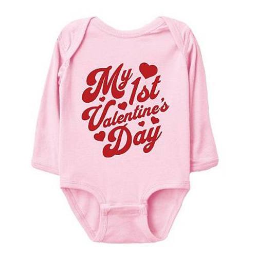 First Valentine's Cursive Baby Long Sleeve Bodysuit