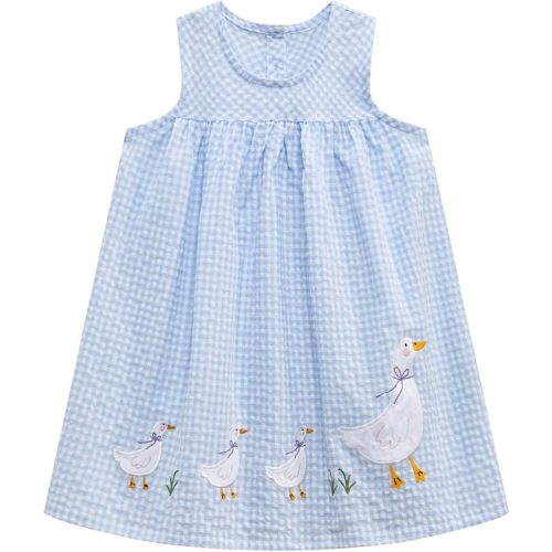 Little Girls Short Sleeve Summer Dress Easter Casual Applique Tunic Shirt Playwear Cotton Dresses