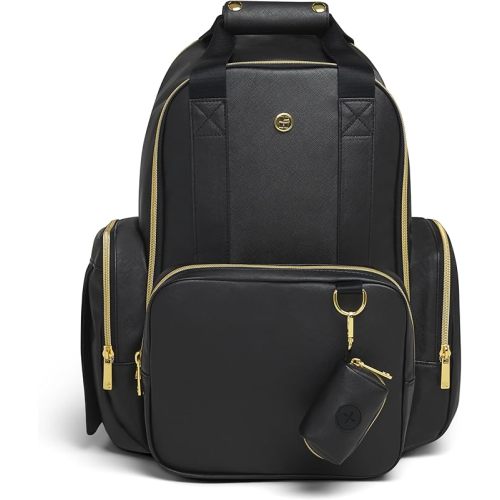HUGGIES Unisex-adult Signature Hug Pack Diaper Backpack, Black Leather, One Size