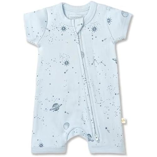 MakeMake Organics GOTS Certified Organic Cotton Infant Baby Boy Girl Unisex Organic Baby Short Romper
