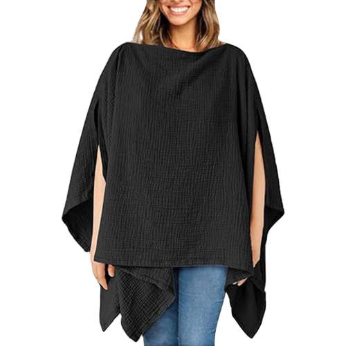 UGEASLI Breathable Breastfeeding Nursing Cover, Multi-Use Nursing Shawl For Women Soft Privacy Poncho Includes Laundry Bag Breastfeeding Newborn Essentials Must Haves, Black