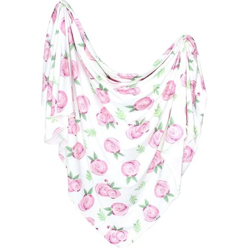 Copper Pearl Large Premium Knit Baby Swaddle Receiving Blanket Floral Grace