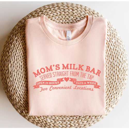 Breastfeeding Mama Shirt, Mom's Milk Bar T-Shirt, Nursing Tee, Retro Style Mommy Shirt, Gift For New Mama