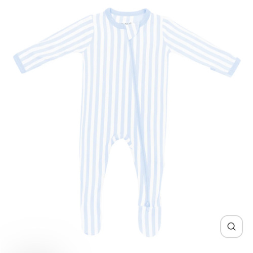 Kyte Zippered Footie in Small Mist Stripe