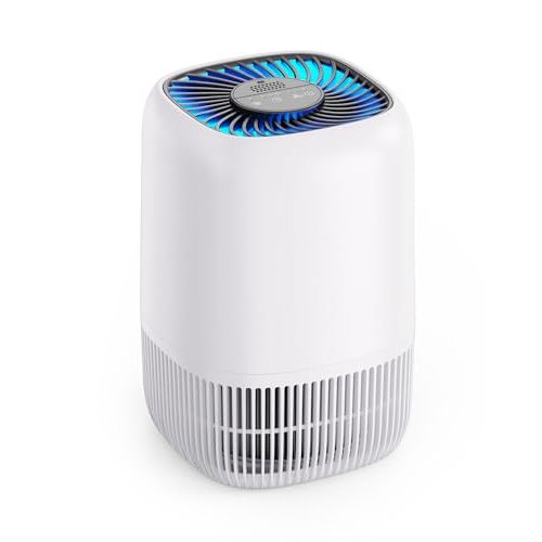 Air Purifiers for Home with H13 True HEPA Filter Up to 1076 Ft² for Pet Hair, Odors, Pollen, Smoke, Compact Air Cleaner with 3 Speeds, Timer, Aroma Quiet 360°Intake Filter, White