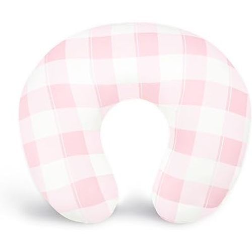 DILIMI Nursing Pillow Cover, Stretchy Removable Case for Breastfeeding Pillows, Ultra Soft Comfortable Slipcover for Baby Girl and Boy, Pink Checkered