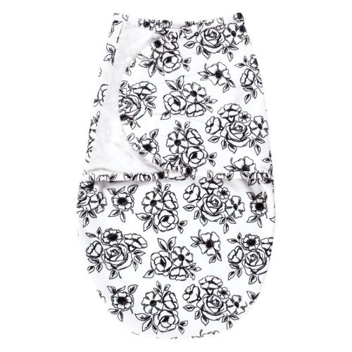 Hudson Baby Infant Girl Plush Faux Fur Swaddle Wrap, Black Toile, 0-3 Months