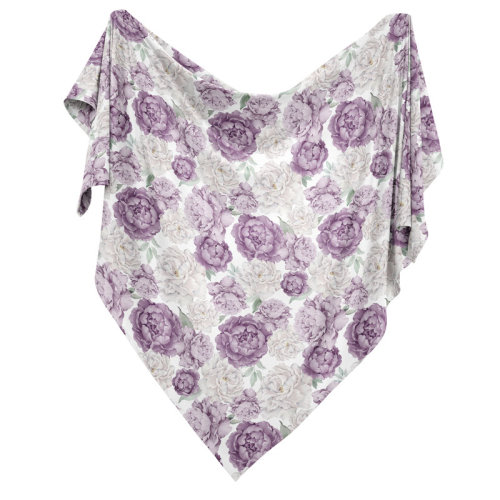 Sweet Jojo Designs Peony Floral Garden Lavender Purple and Ivory Baby Swaddle Receiving Blanket by Sweet Jojo Designs | Wayfair