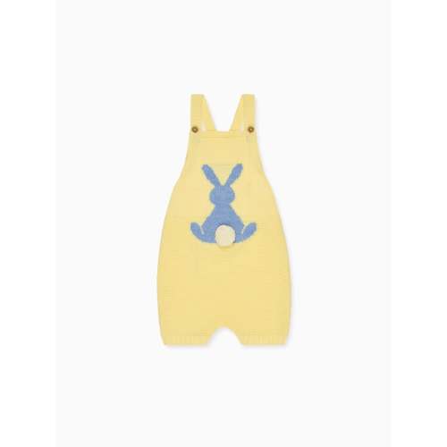 Lemon Crispa Cotton Bunny Baby Knitted Dungarees | La Coqueta UK – La Coqueta Kids