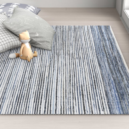 Mack & Milo™ Handmade Braided Cotton Bright Blue/Navy Rug & Reviews | Wayfair