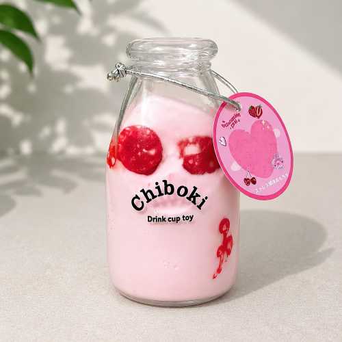 Handmade Strawberry Milk Bottle Vacuum Stressball | Fidget Toy | Becompression Manual Ball For Stress Relief Vent Toy