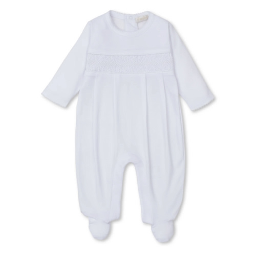 Kissy Kissy CLB Charmed White Footie with White Smocking