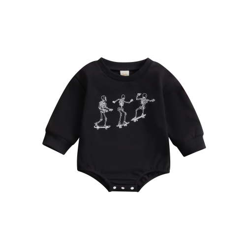 Elippeo Baby Girls Boys Sweatshirts Rompers 3 6 12 18 Months Halloween Clothes Skeleton Print Long Sleeve Toddler Fall Bodysuits