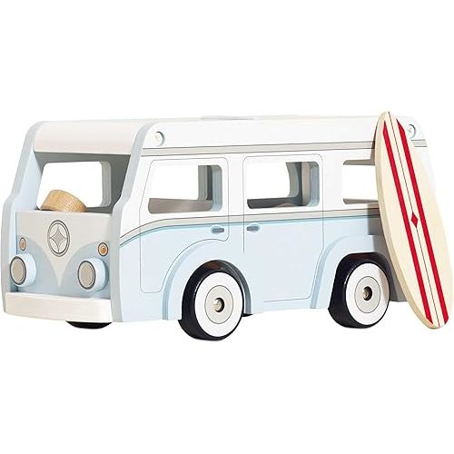 Le Toy Van - Wooden Holiday Campervan with Detachable Surfboard | Suitable for 3 Year Old +