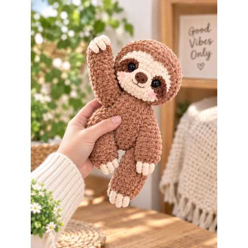 Crochet Sloth Plush, Handmade Sloth Stuffed Animal, Cute Sloth Toy, Kawaii Crochet Animal, Sloth Lover Gift, Cozy Nursery Decor